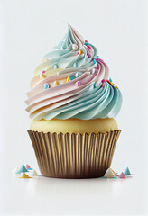 Canvas Print -  A superb cupcake white background Generative AI 