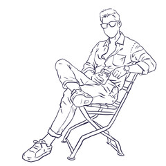 sketch of a man sitting on a chair vector for card decoration illustration