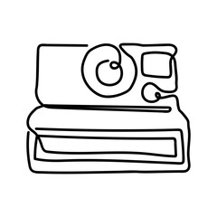 Doodle illustration of a camera isolated on a white background. Camera icon drawn by hand. Vector illustration