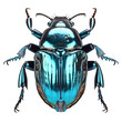 Isolated Iridescent blue beetle on transparent background, cutout , Generative AI
