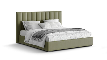 modern double bed on isolated white background. furniture for the modern interior, minimalist design