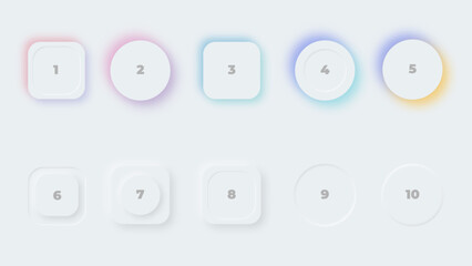 Poster - 10 Neumorphism buttons with neon blur gradients. Infographics.