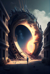 Poster - landscape with fire