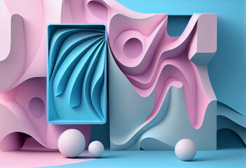 Poster - Beautiful abstract made of cubes background 3d colors. Generative AI technology.

