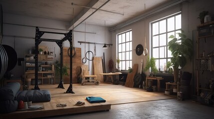 Crossfit interior livingroom maximalism 2. Generative AI