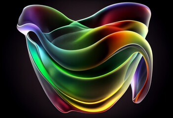 Poster - Beautiful abstract smooth elegant transparent fabric on white background 3d rainbow colors. Generative AI technology..
