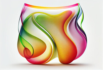 Aufkleber - Beautiful abstract smooth elegant transparent fabric on white background 3d rainbow colors. Generative AI technology..
