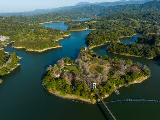 Sticker - Top view of the Minute reservoir in Miaoli of Taiwan