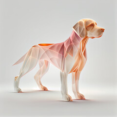 Leinwandbilder - Dog made from smooth elegant transparent fabric on white background 3d pink and peach colors. Generative AI technology.

