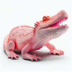 Aufkleber - An abstract Crocodile made from smooth elegant transparent fabric on white background 3d pink and peach colors. Generative AI technology.
