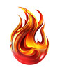 Fire symbol on transparent background, created with generative AI
