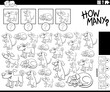 how many cartoon dogs counting activity coloring page