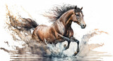 running horse in aquarelle style, ai generated