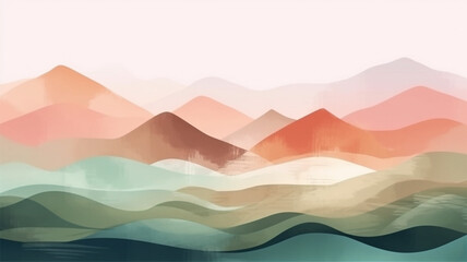 Sticker - Abstract minimal background watercolour landscape Generative AI 