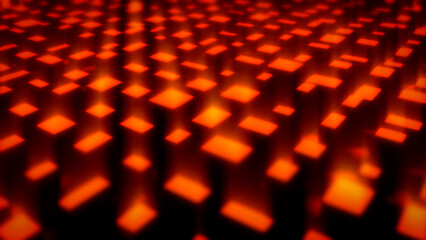 Wall Mural - red high tech cg pattern of geometrical boxes - randomization - abstract 3d illustration