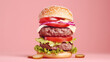 hamburger on pink pastel background