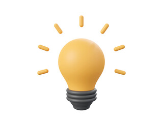 3d cartoon design illustration of light bulb icon isolated, Startup business idea concept.