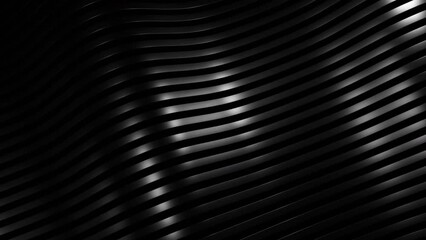 Poster - 3D wave on striped background with lines. Design. Beautiful shine from waves on striped silky background. Metallic luster of silky waves of lines Generative AI