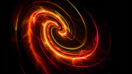 Canvas Print - A red and yellow swirl of light is shown against a black background