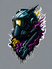 Wall Mural - Graffiti artist gas mask spray paint hip hop sticker t shirt design logo print 