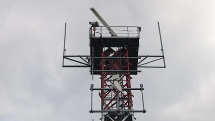 Poster - maritime radar tower with rotating antenna