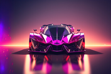 Wall Mural - Abstract futuristic car with shiny reflections. Beautiful conceptual supercar. Generated AI