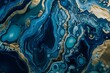 Abstract blue and gold agate pattern with glitter veins and copy space for design, AI generated