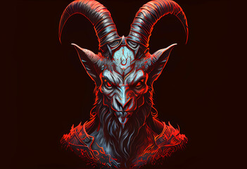 goat devil with horns. ai generated Generative AI