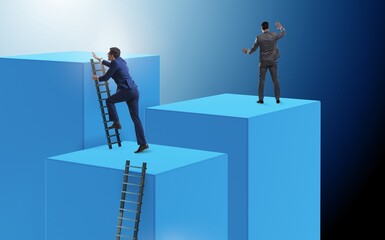 Wall Mural - Businessman climbing blocks in challenge business concept