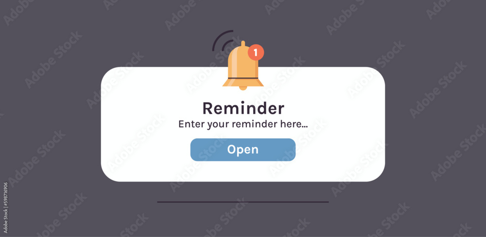 Table Reminder Reminder, notification page with floating elements and business ...