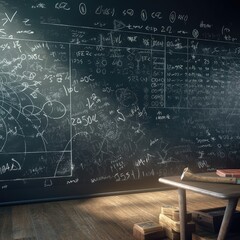 Blackboard with a lot of writing on it. Generative AI