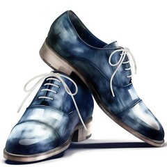 Watercolor illustration of shoes on a white background. Generative AI.