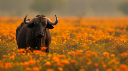 Canvas Print - buffalo in the field