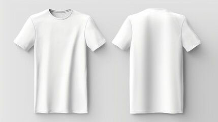 Sticker - White t shirt template, front and back, white background. Generative AI.