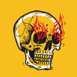 vintage sketchy skull with flames coming out of the eyes
