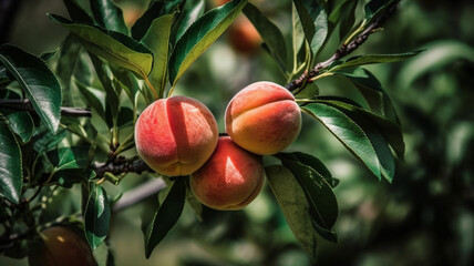 Sticker - Peach Fruit On The Tree 