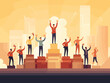 © Tom - The best and most successful office workers on the podium. Winners on the stage. Succcess, On the winner stage.