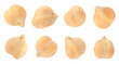 individual grains of chickpeas from different angles, on a white isolated background