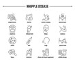 © missbobbit - Whipple Disease symptoms, diagnostic and treatment vector icon set. Line editable medical icons.