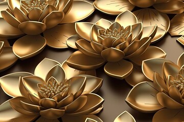 Canvas Print - close-up of golden flowers, shining brightly in the sunlight. Generative AI Generative AI