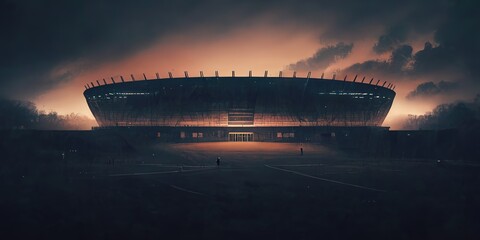 illustration of stadium silhouette at dusk