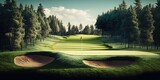 Fototapeta  - Panoravic view of golf course