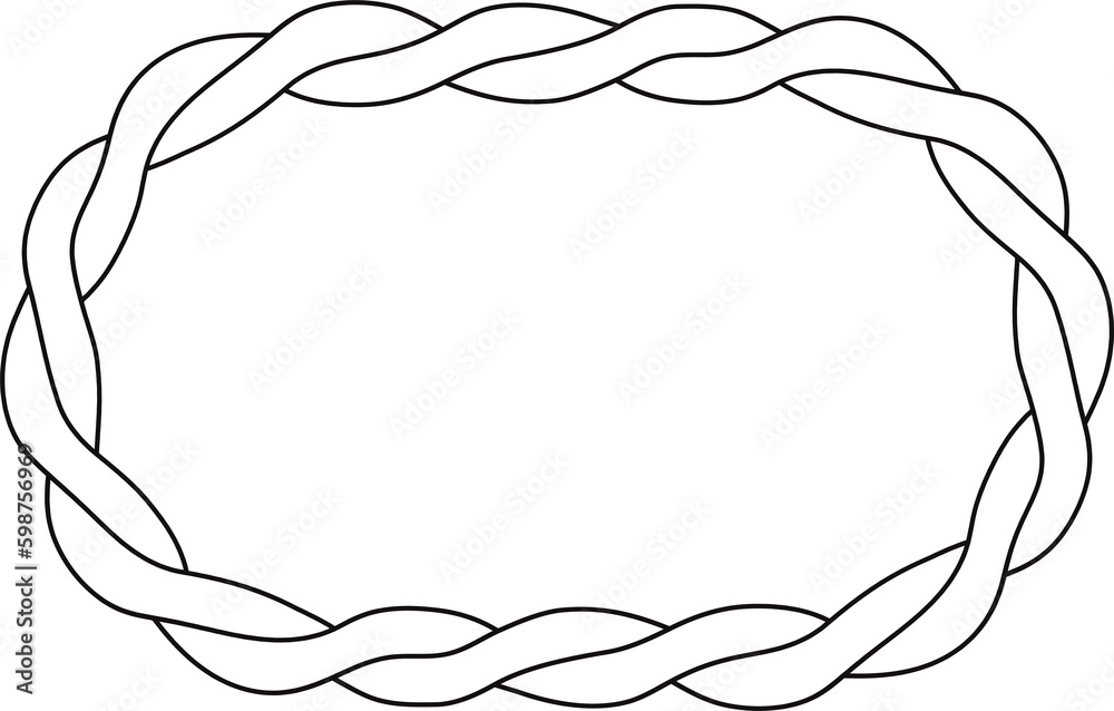 Oval Rope Pattern Decorative oval frame Black rope pattern Doodle illustration Hand drawn ...