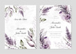 Purple floral flower elegant wedding invitation watercolor