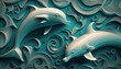 3d background with dolphins and waves. AI generative