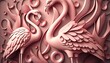 3d background with pink flamingos. AI generative