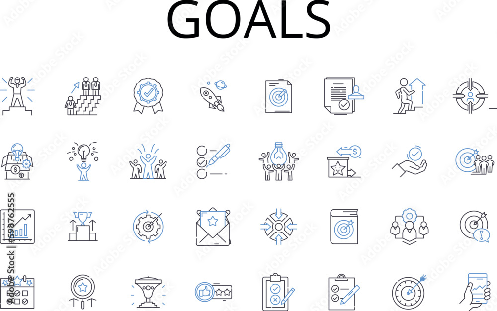 Goals line icons collection. Aspirations, Objectives, Ambitions ...
