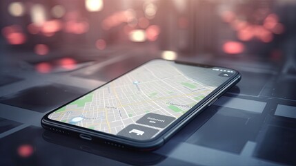 Poster - Smartphone with gps navigator Generative AI
