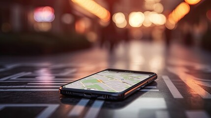 Poster - Smartphone with gps navigator Generative AI