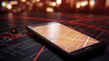 Poster - Smartphone with gps navigator Generative AI